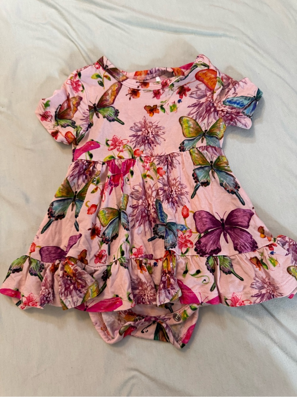 Posh Peanut Butterfly Print Ruffled Baby Dress